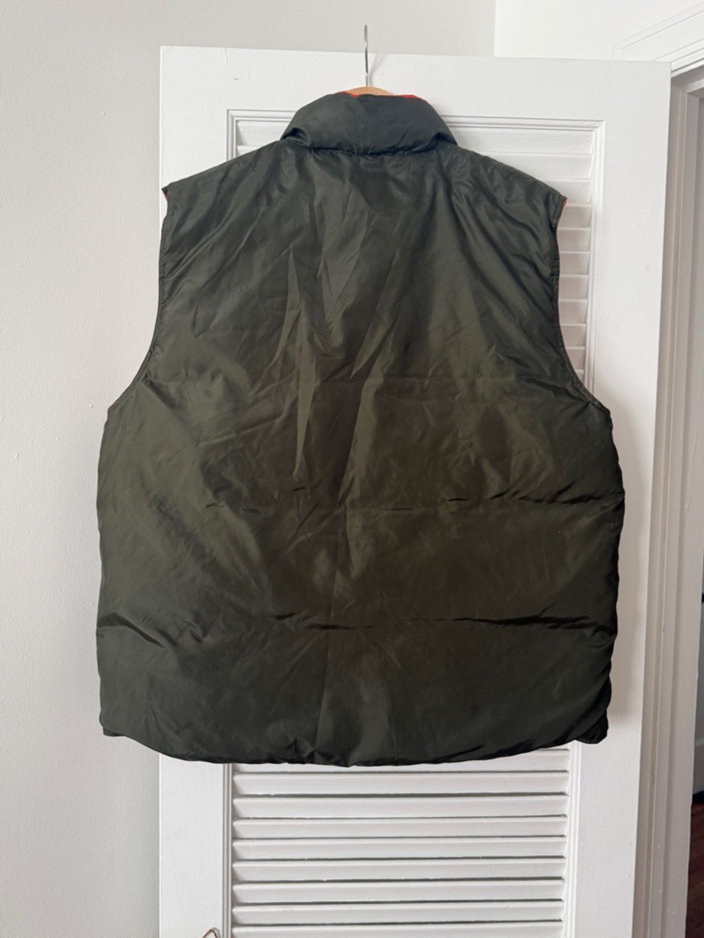 Polo Ralph Lauren Reversible Down Puffer Vest Olive Orange XL - Picture 2 of 6